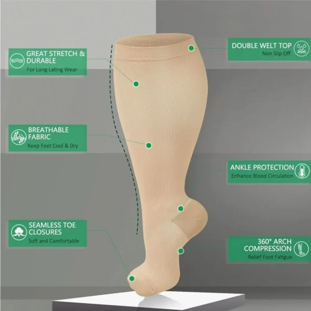 🔸️NIB Nude Unisex Compression Socks Set Of 3 Size 4XL
